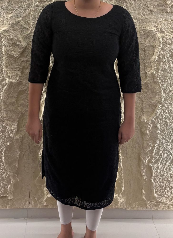 Black Chikankari Embroidered Kurti