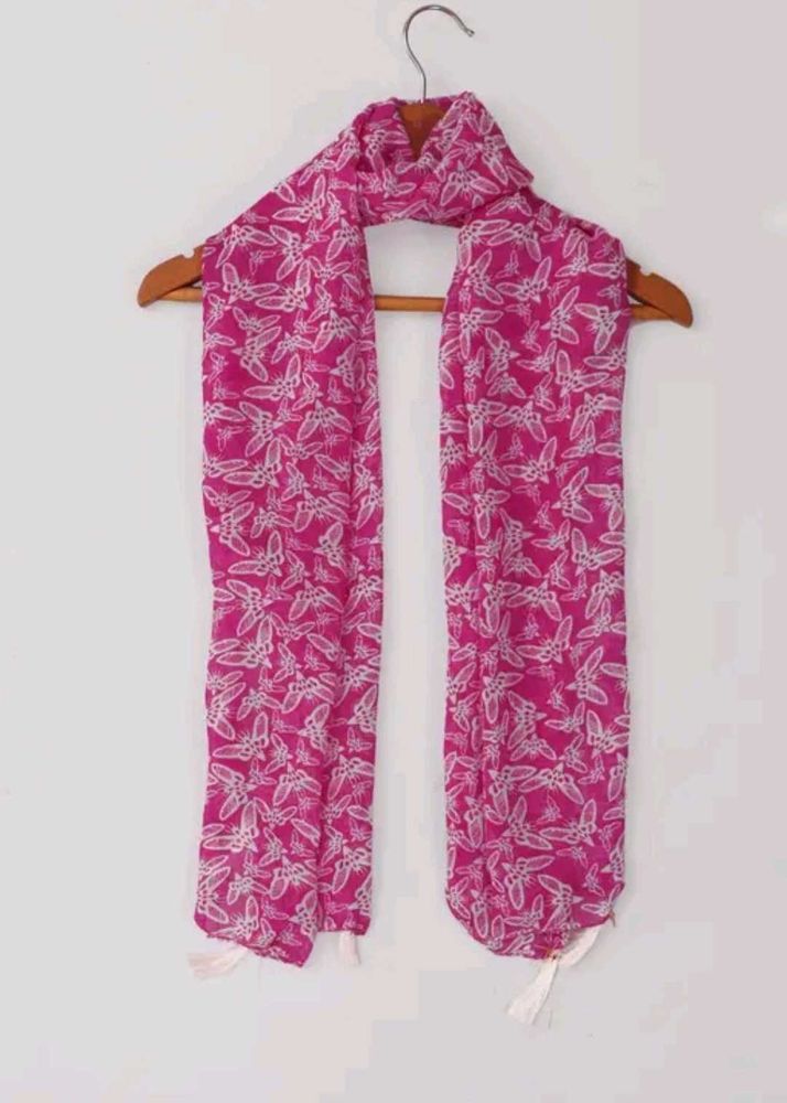 Vibrant Pink Butterfly Print Scarf