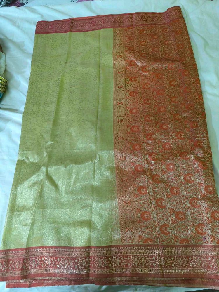 cream banarasi silk saree