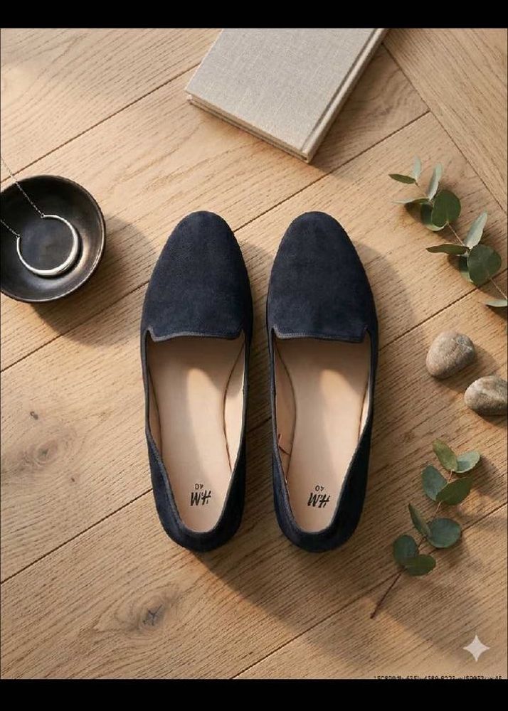 Classic Navy  Blue Suede Loafers