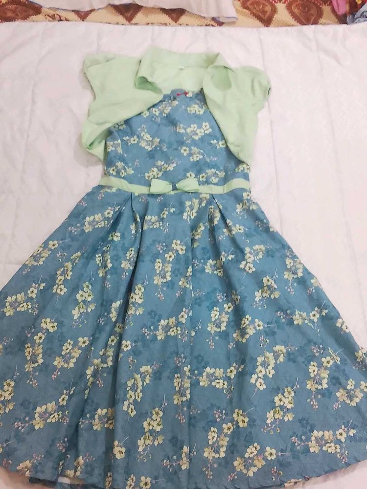 Blue Floral Dress with Bolero