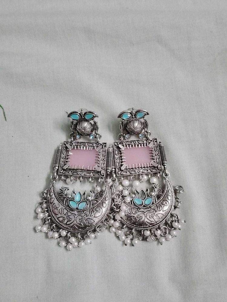 Designer Oxidised Jhumka Earrings