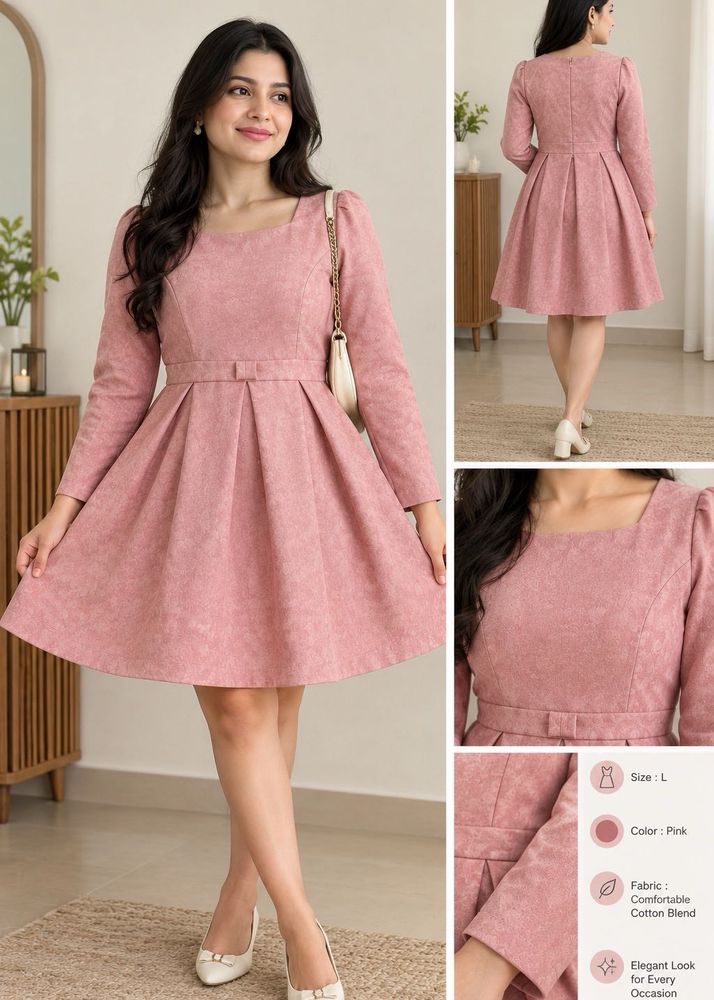 Cute Pink Suede Mini Dress