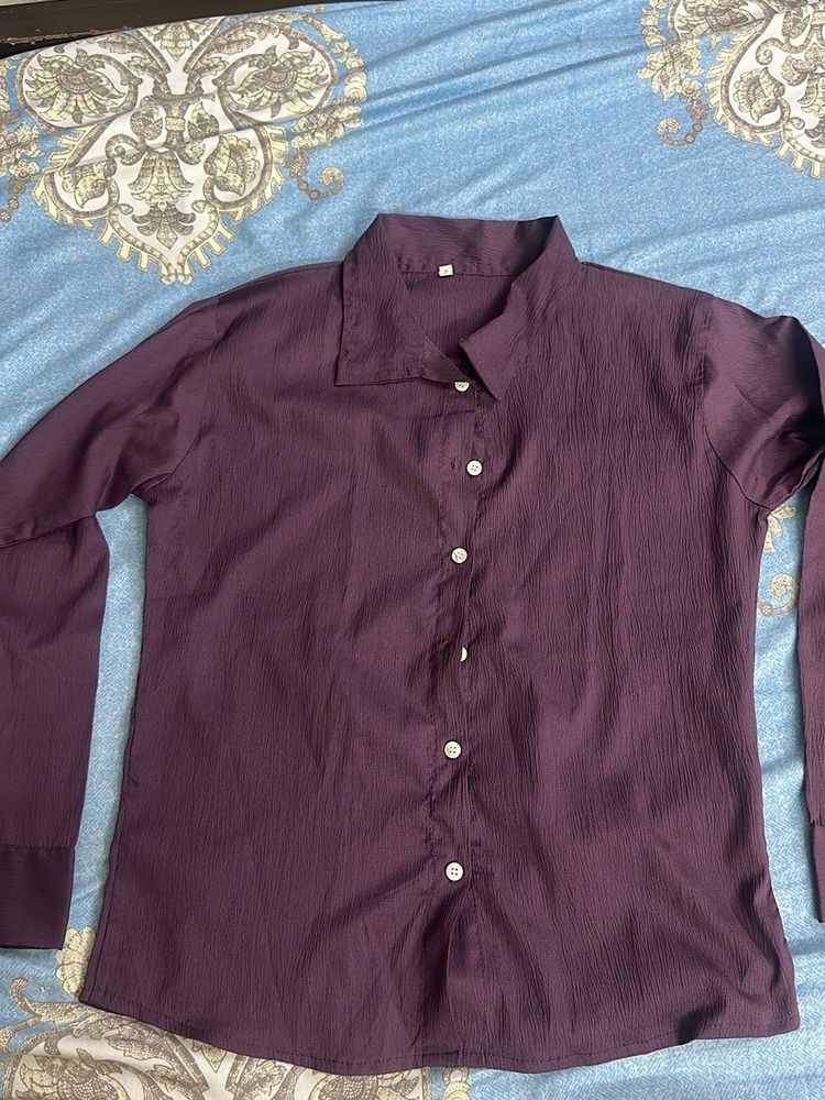 Elegant Purple Button-Up Blouse
