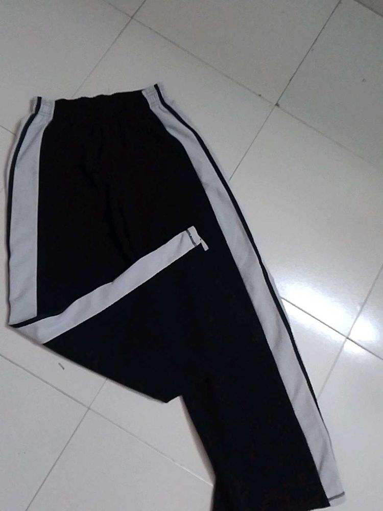 Black Track Pants with White Stripes
