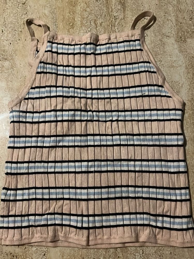 H&amp;M Striped Ribbed Cami Top