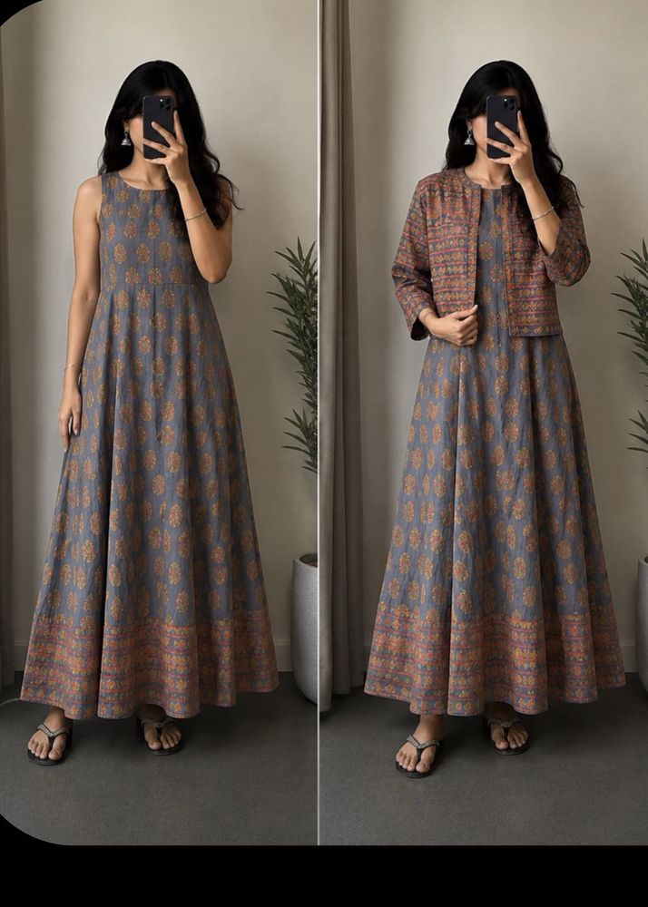 Beautiful Grey Anarkali Kurta with jacket
