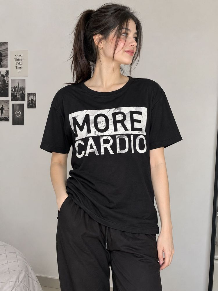 Black "More Cardio" Graphic T-Shirt