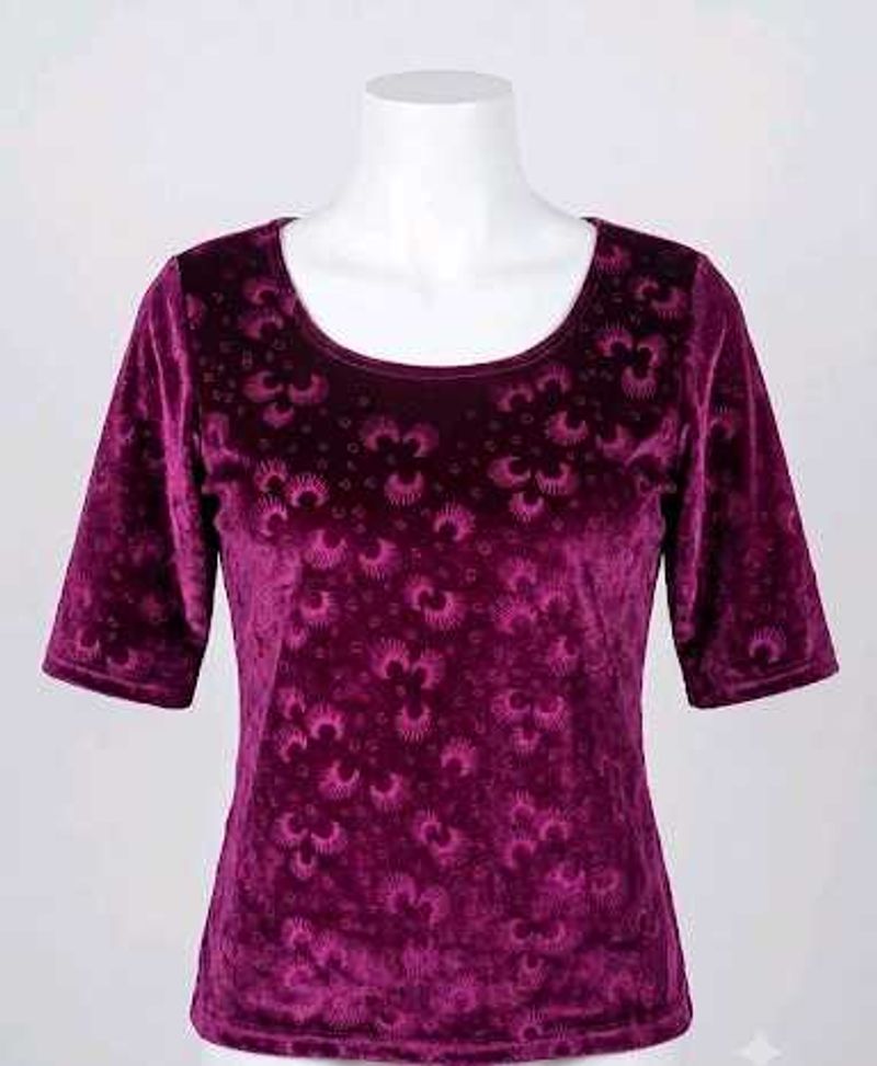 Velvet Floral Print Top