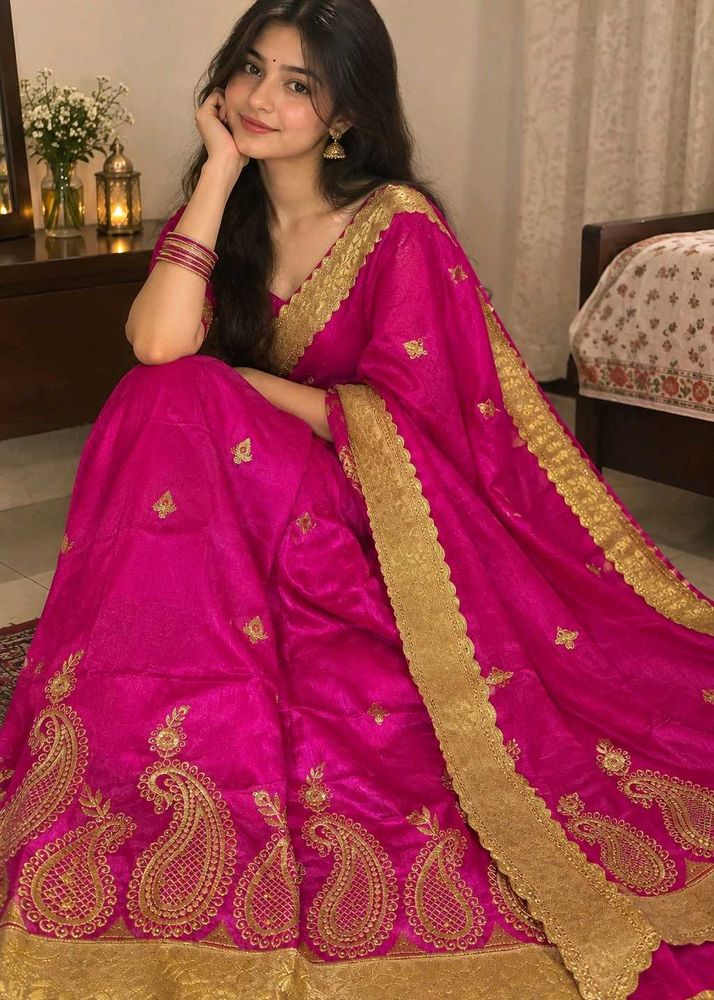Elegant Pink Silk Saree