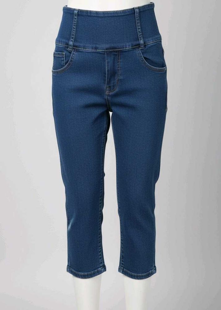 High-Waisted Denim Capris