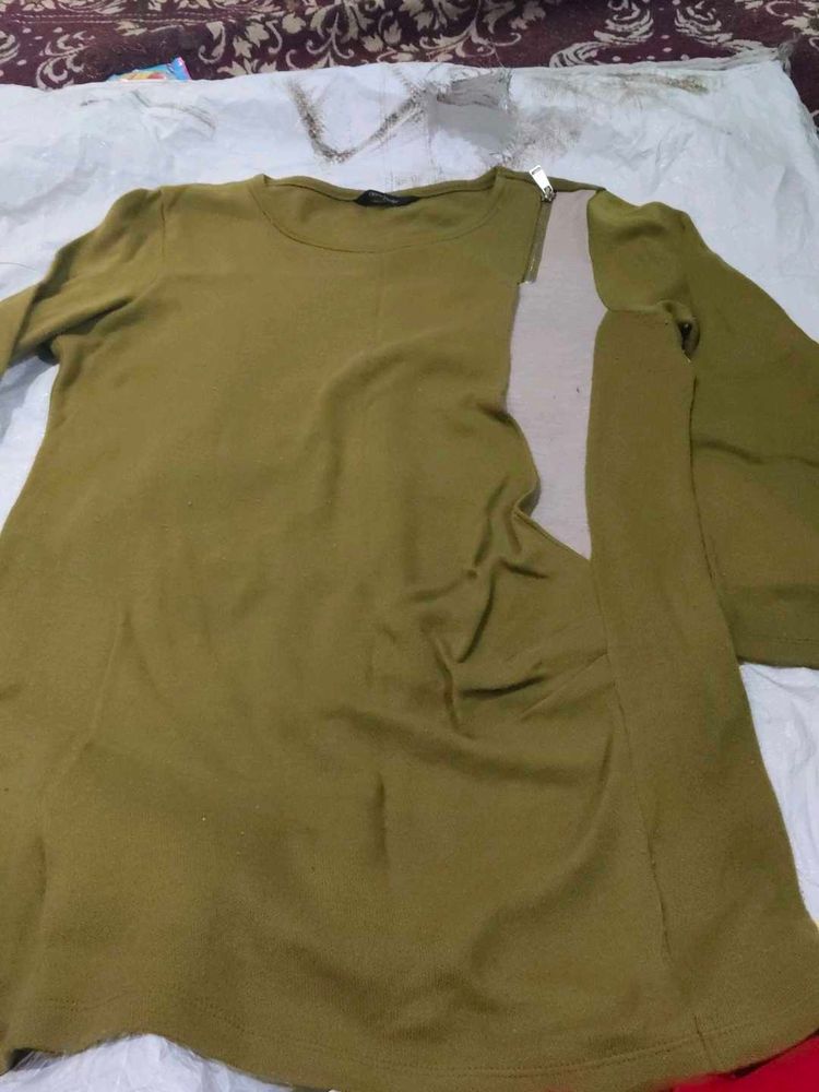 Stylish Olive Green Tunic Top