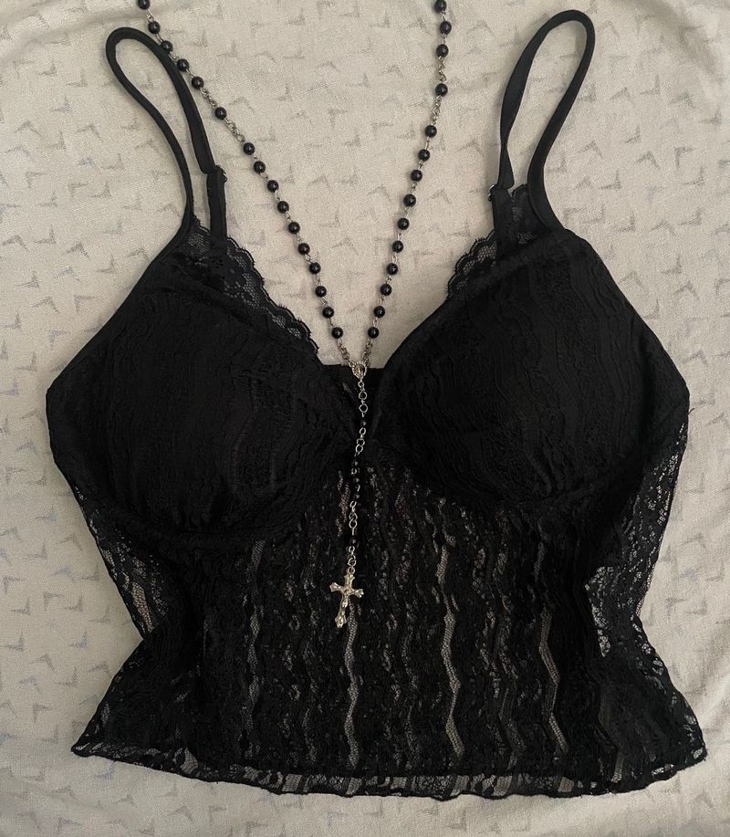 Black Lace Bralette ִ ࣪𖤐