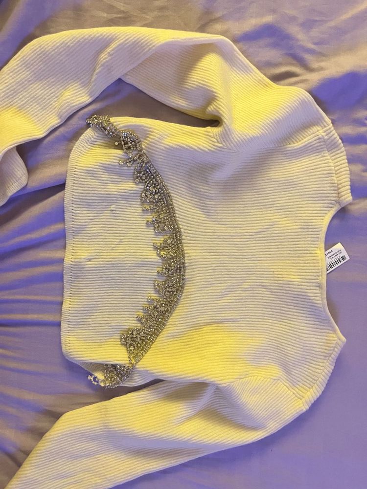 ZARA cropped knitwear top with embellishments