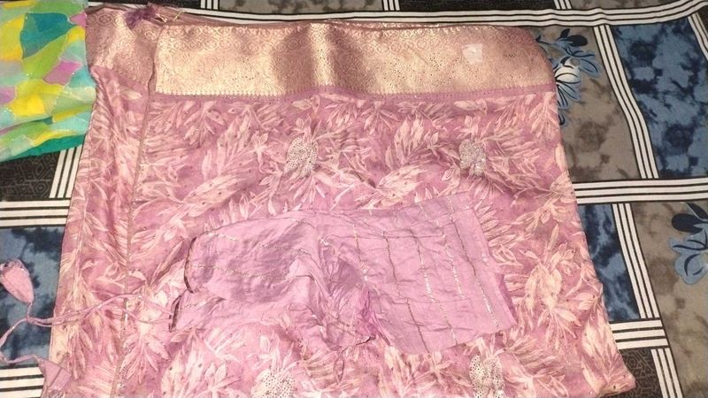 Beautiful Pink Saree with Blouse