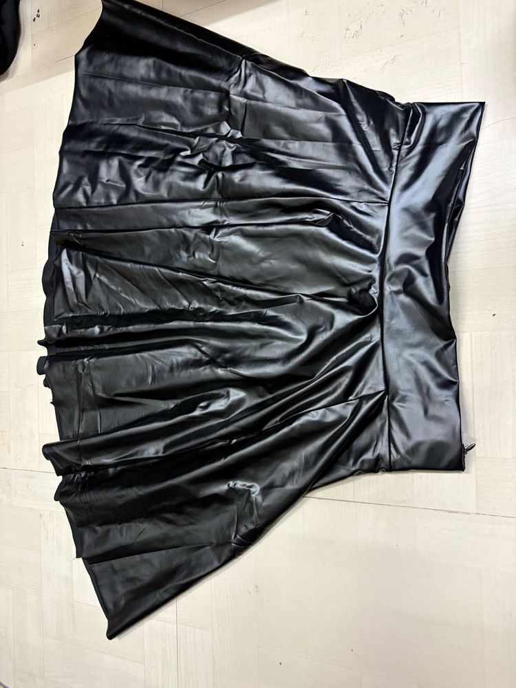 Black Faux Leather Mini Skirt