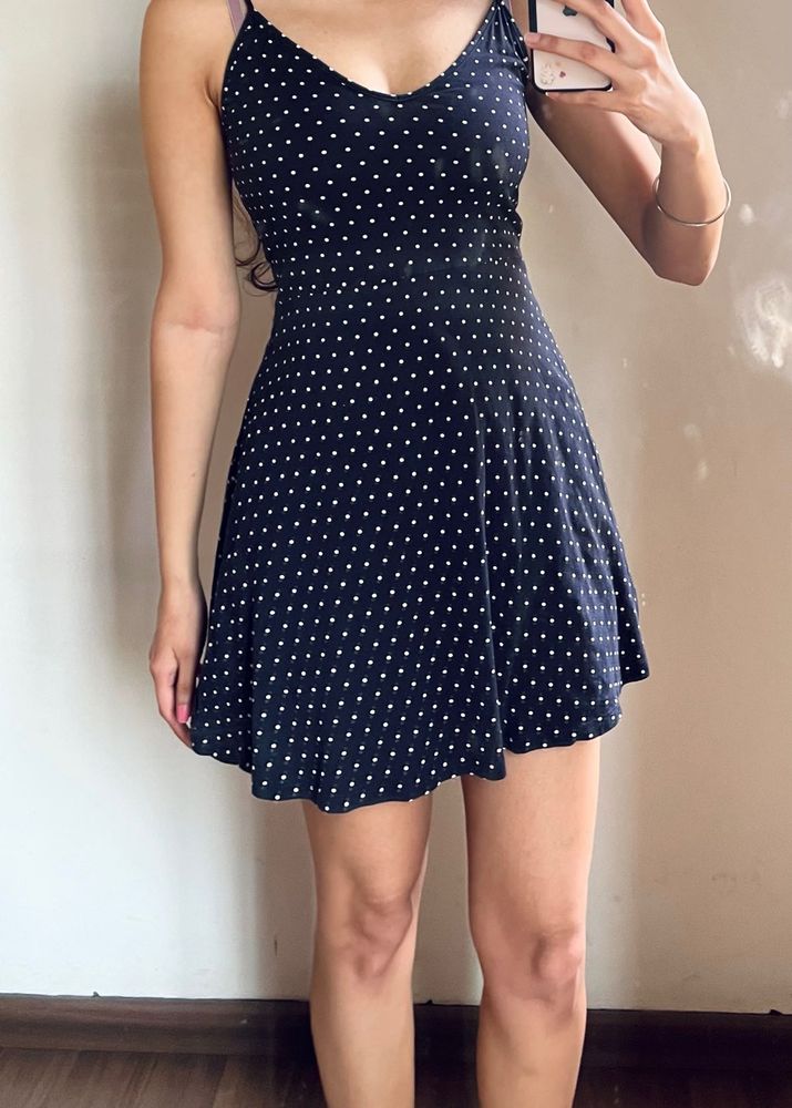 Chic Navy Polka Dot Mini Dress