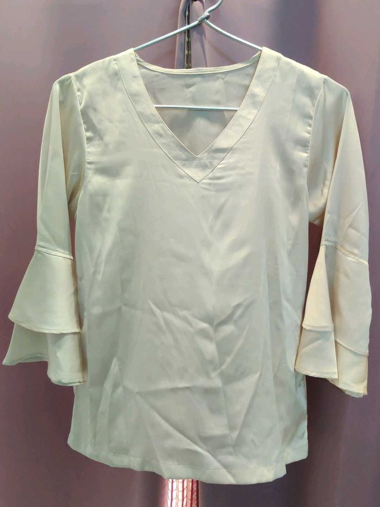 Cream Bell Sleeve Top