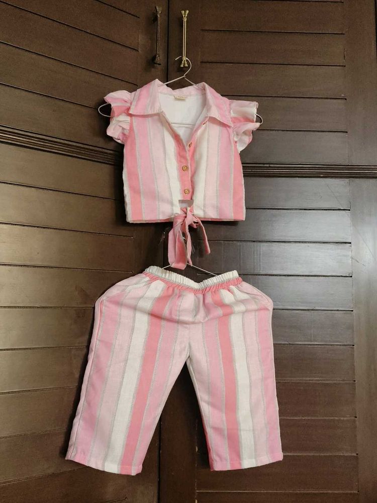 Baby Divas Girl Pink Striped Co-ord Set