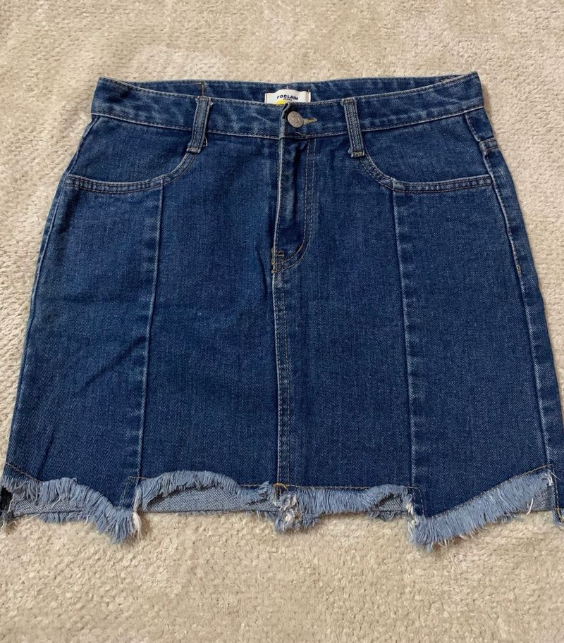 Distressed Denim Mini Skirt