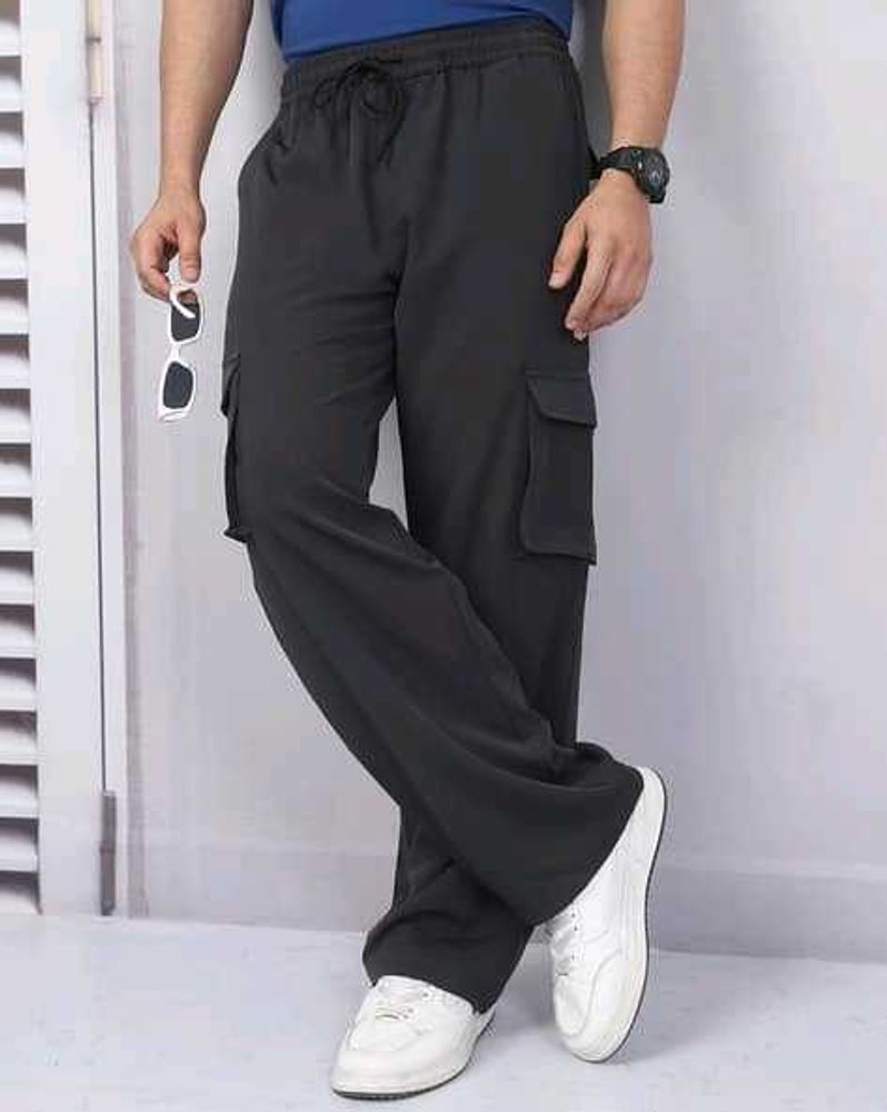 Unisex Black Wide Leg Cargo Pants