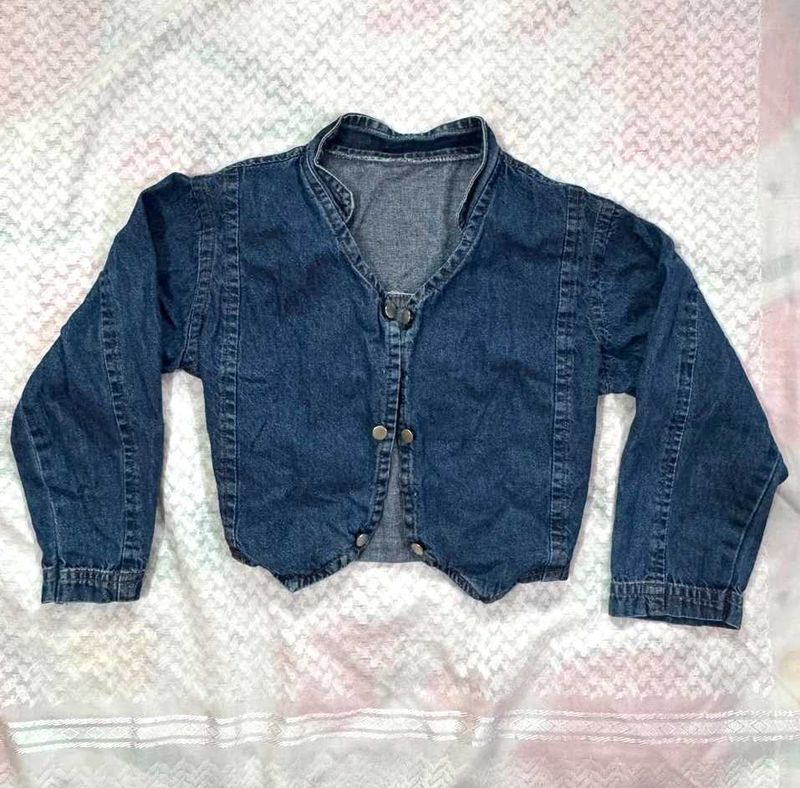 Blue Denim Cropped Jacket