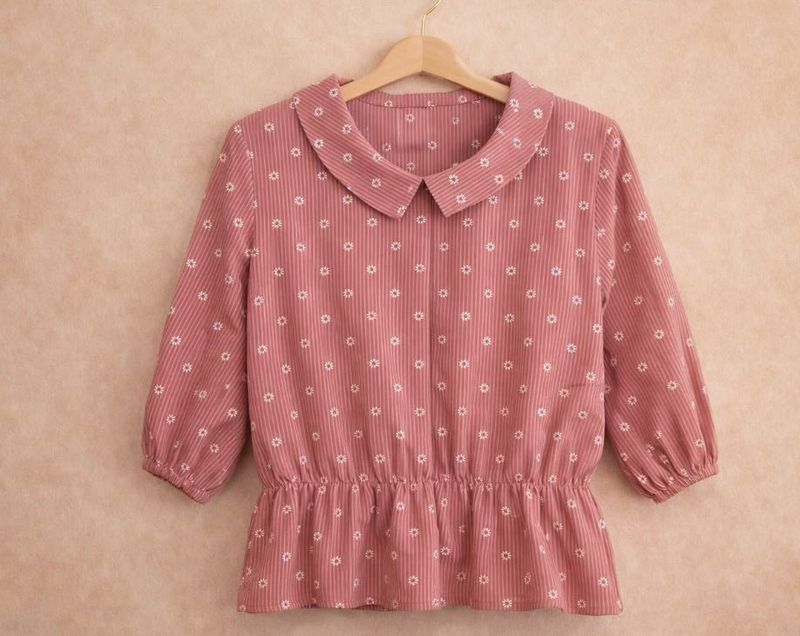 Charming Floral Print Peplum Top