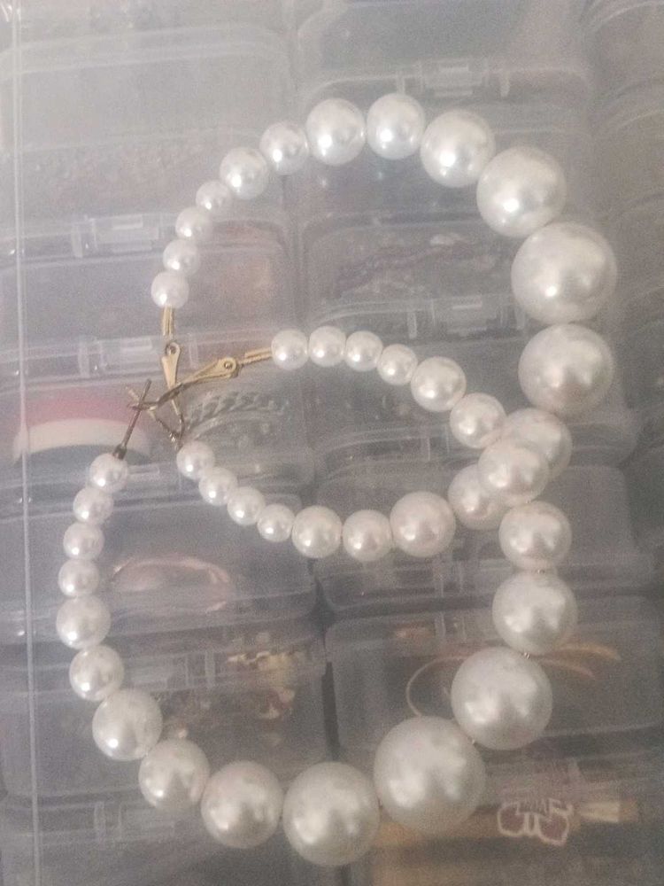 Chunky Pearl Hoop Earrings