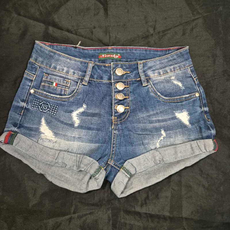Stylish Distressed Denim Shorts y2k