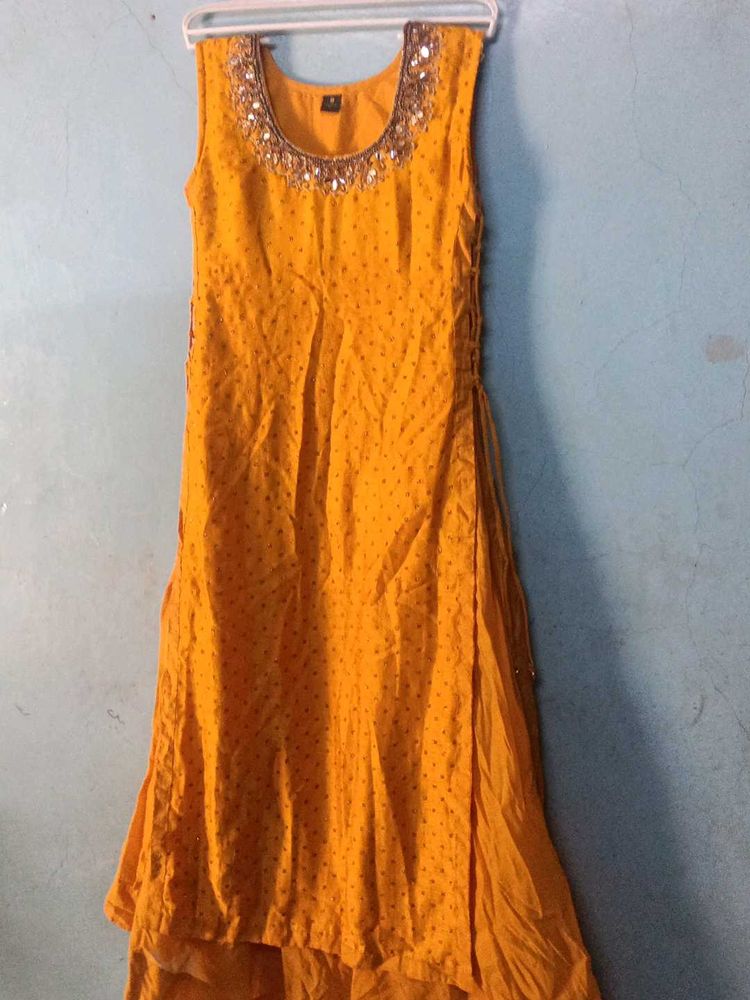 Bright Yellow Embellished Kurta