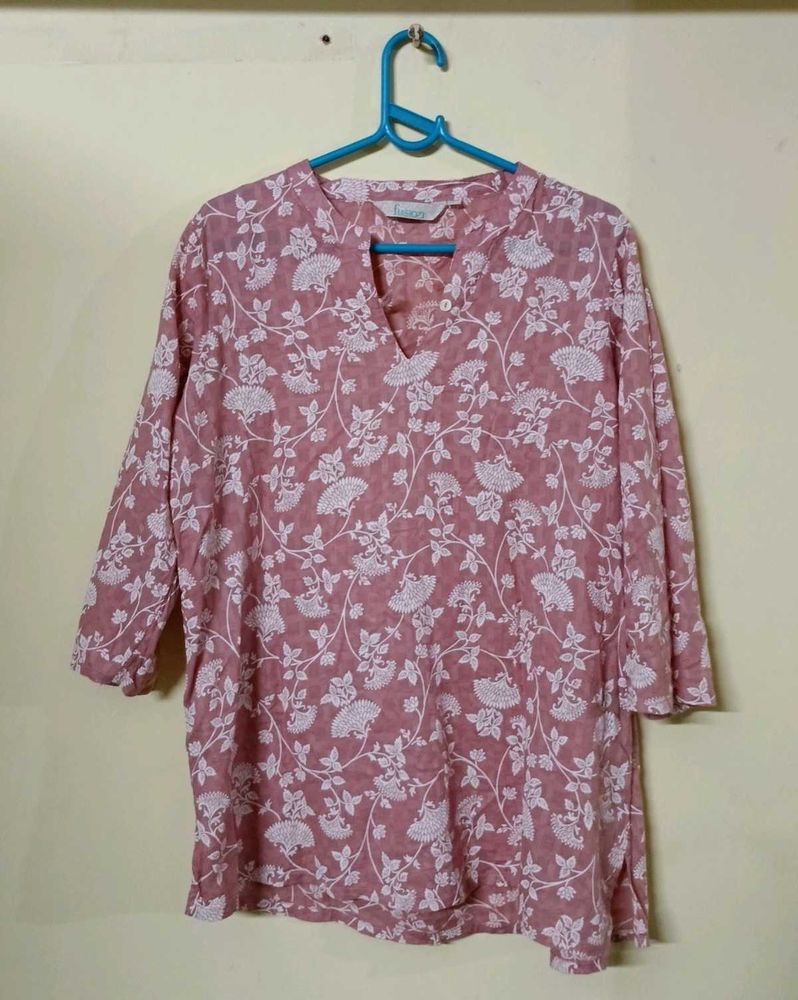 Pink floral short kurta