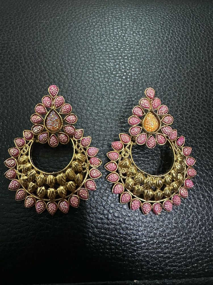 Chandbali Pink Earrings