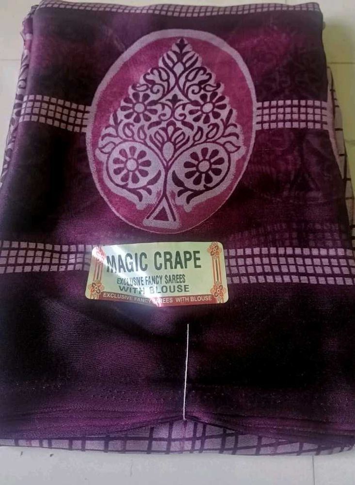 Purple Magic Crape Saree with Blouse