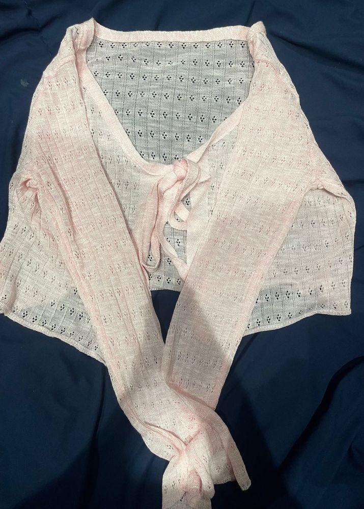 Pinteresty crop pink mesh top🩷