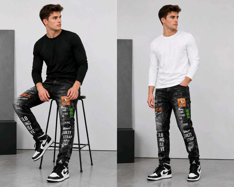 Men's Graphic Print Jeans