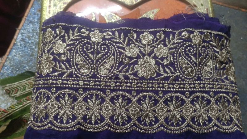 Embroidered Purple Border Fabric lace