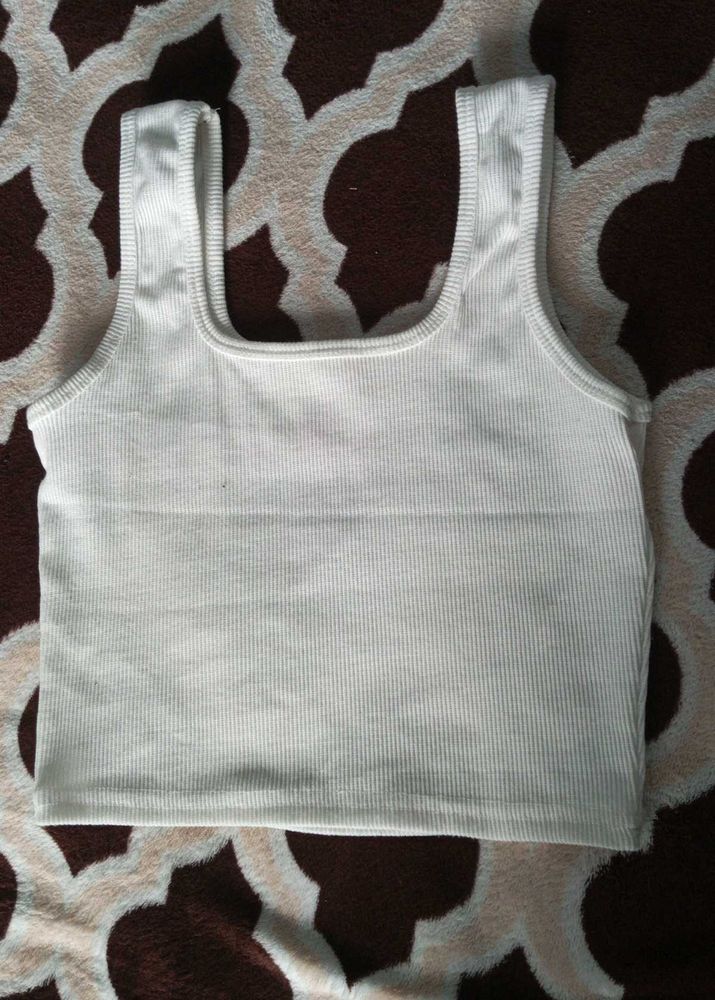 White Ribbed Tank Top