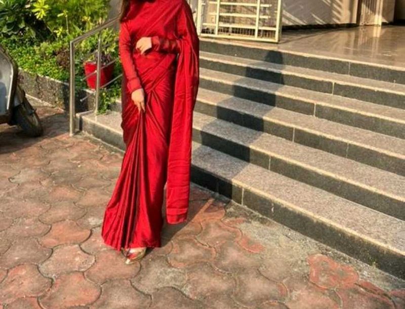 Vibrant Red Silk Saree