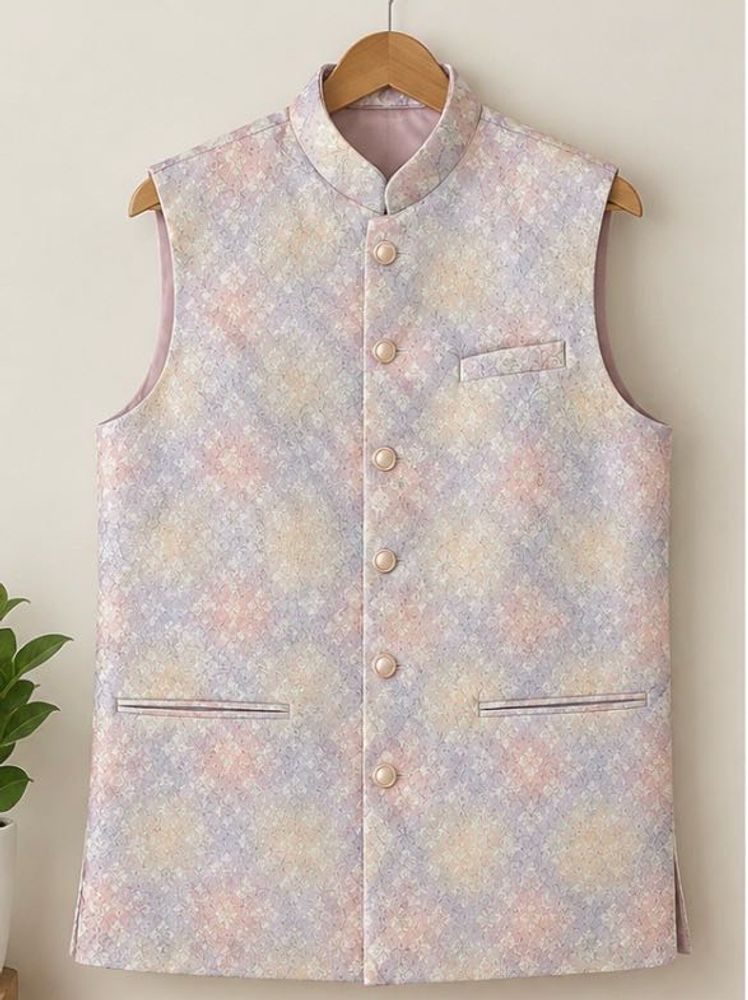 Men's Pastel Printed Nehru Jacket