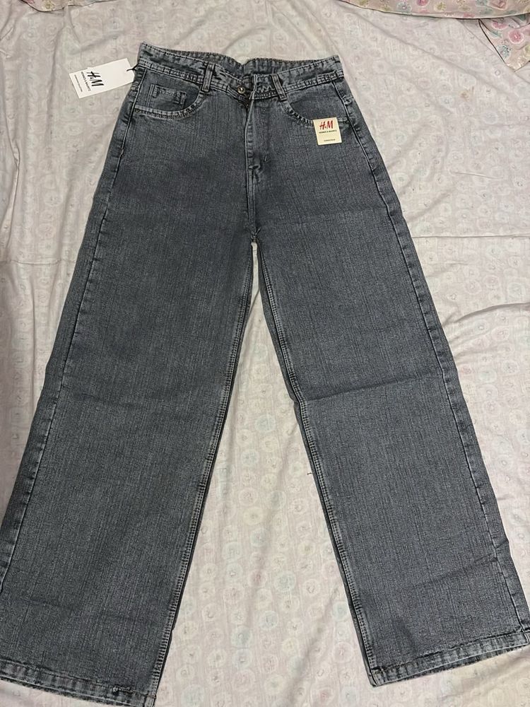 H&amp;M Wide Leg Grey Jeans