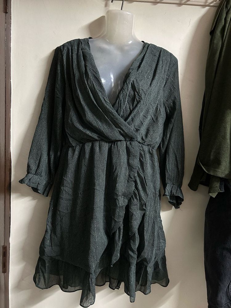 Chic Wrap Dress with Ruffle Detail