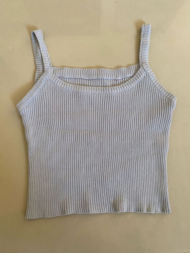 Light Blue Ribbed Tank Top