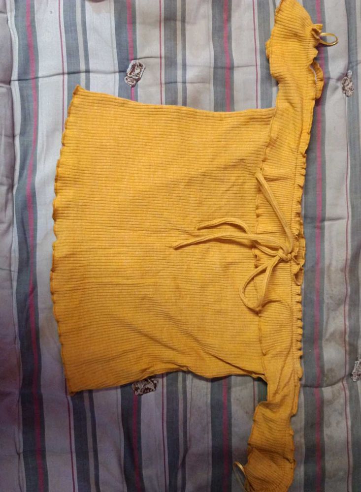 Cute Yellow Ribbed Crop Top