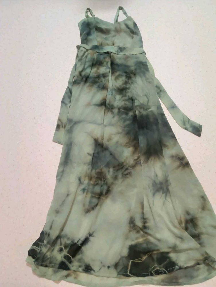 Stylish Tie-Dye Maxi Green Dress