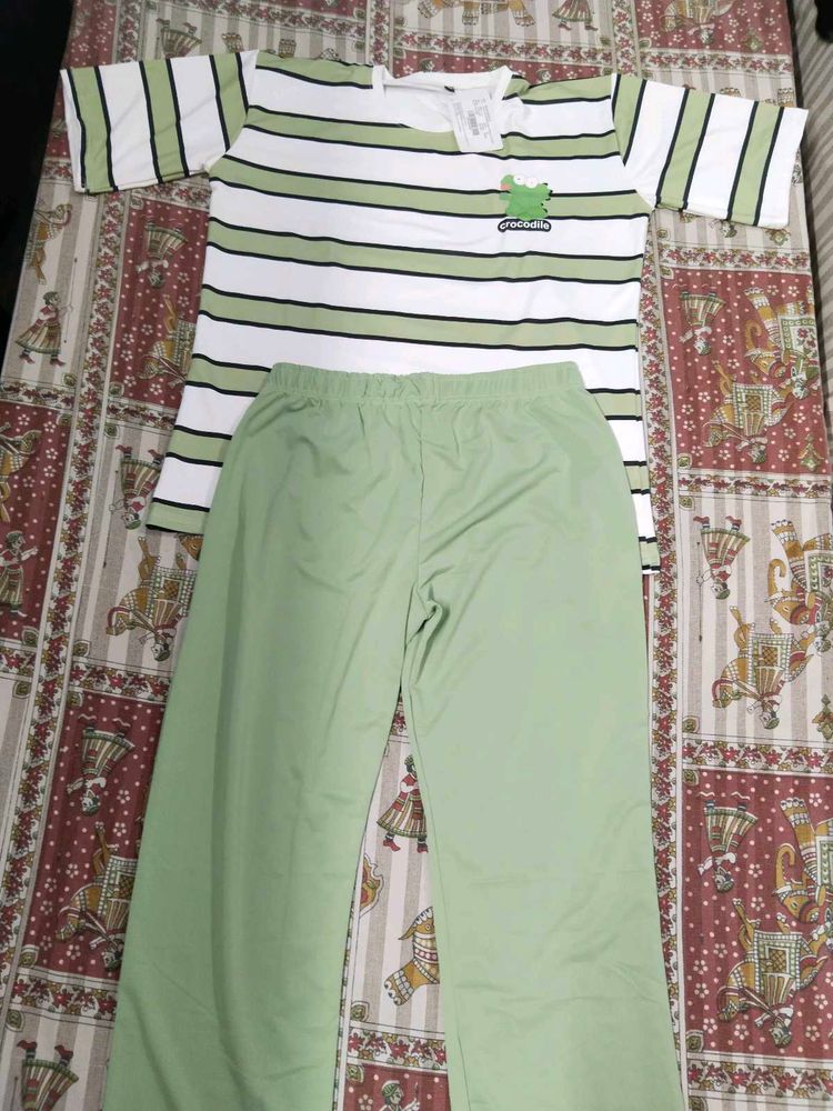 Cute Crocodile Striped Pajama Set
