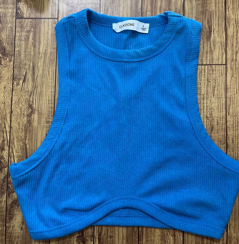 Vibrant Blue Ribbed Crop Top
