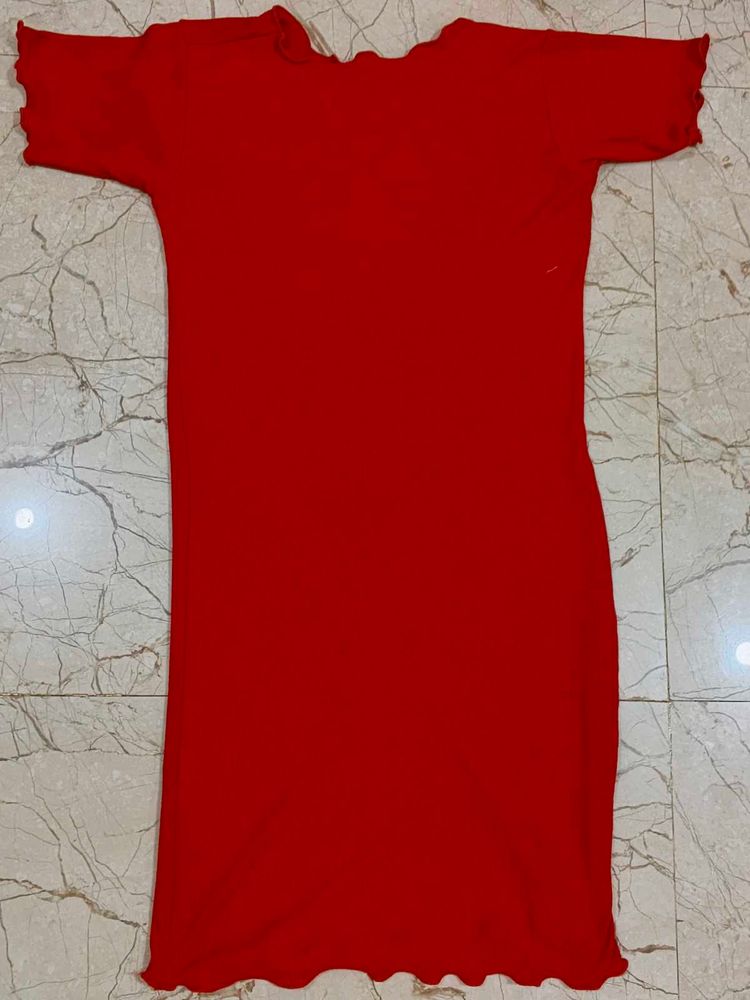 Vibrant Red Casual Dress