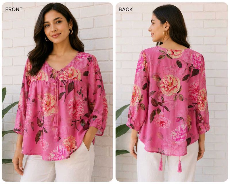 Vibrant Floral Print Tunic Top