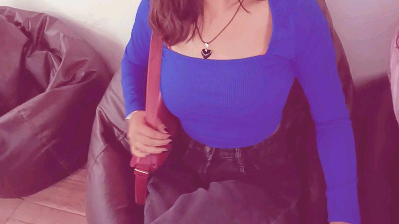 Blue Ribbed Square Neck crop top