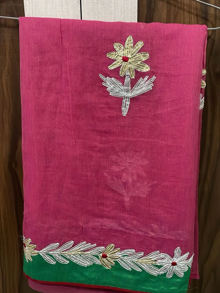 Beautiful Pink Embroidered Saree